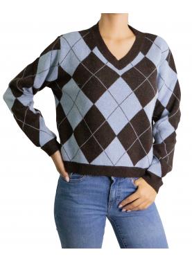 Maglione fantasia scollo a V